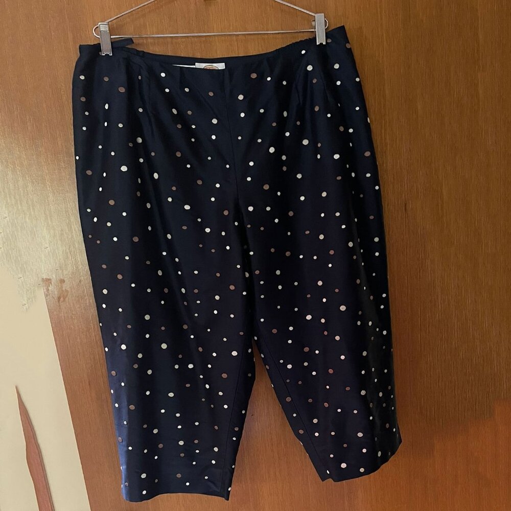Talbots Pure Silk Embroidered Navy Ankle Capri Pants size 20